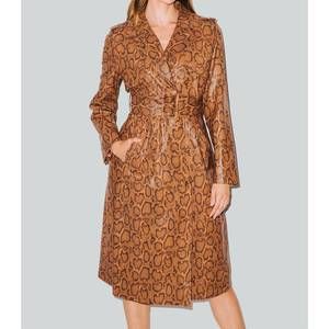 NEW HILARY MACMILLAN snakeskin trench coat in brown mix